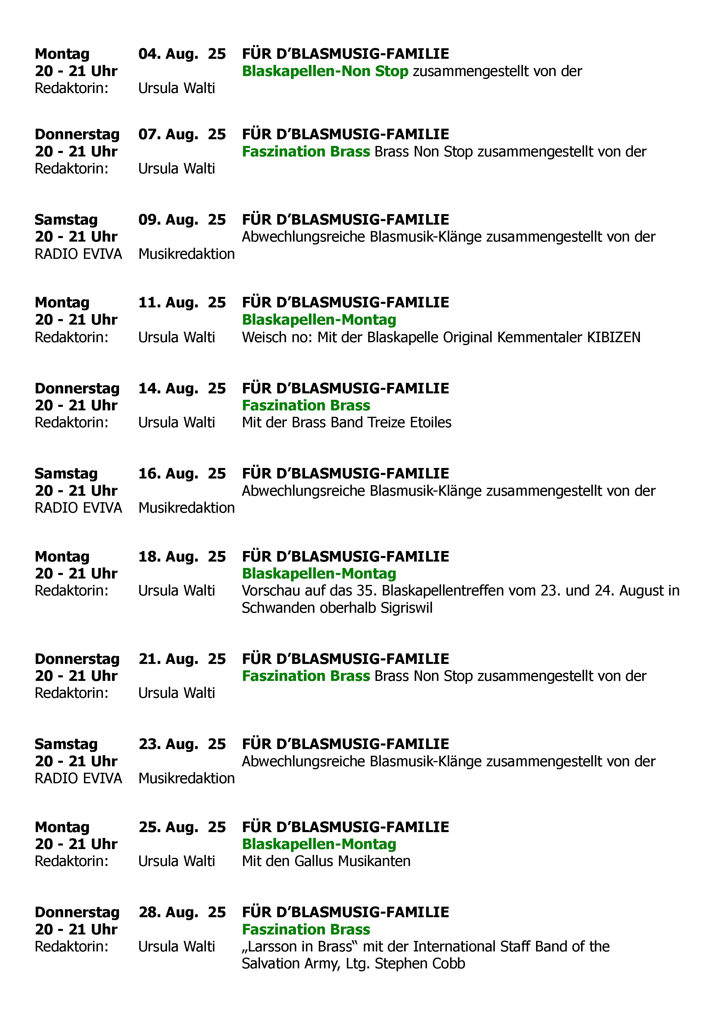 Eviva Blasmusik-Sendungen 14.7.25 -  12.9.25 -0002